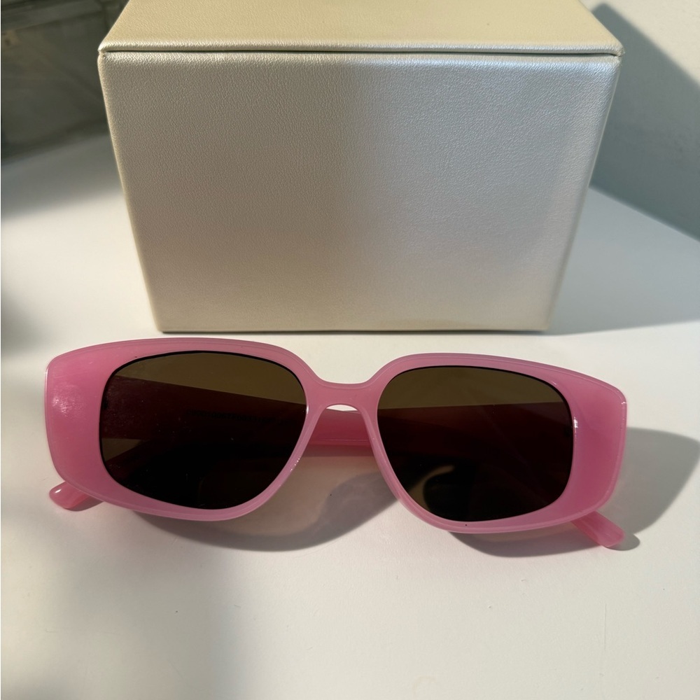 Pink Rectangular Sunglasses - image 1